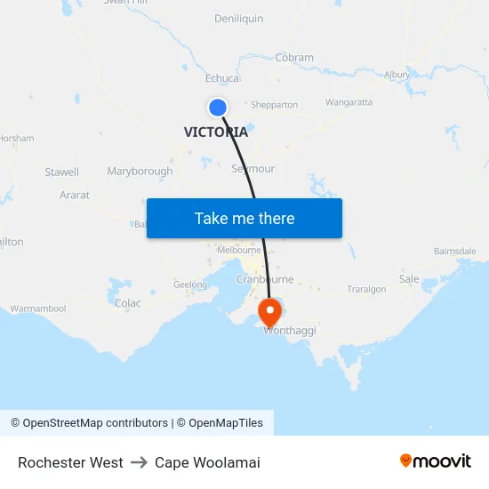 Rochester West to Cape Woolamai map