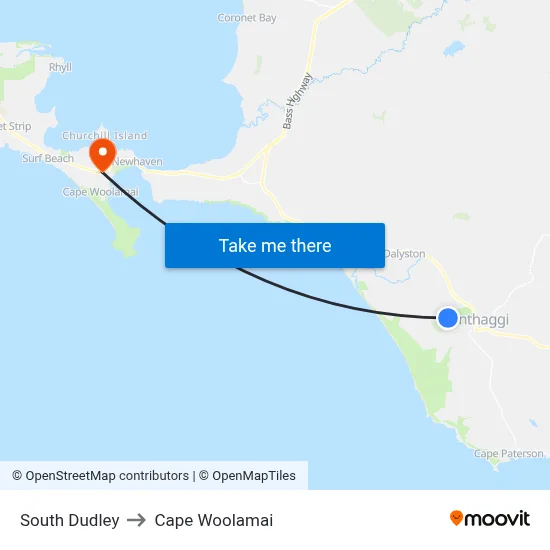 South Dudley to Cape Woolamai map