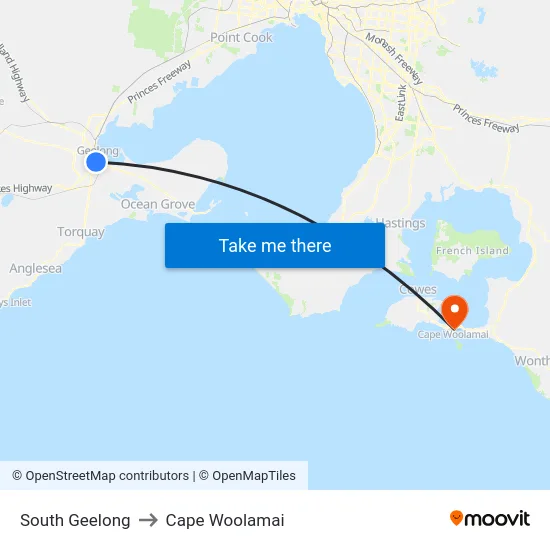 South Geelong to Cape Woolamai map