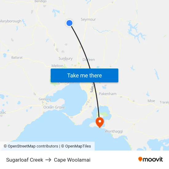 Sugarloaf Creek to Cape Woolamai map