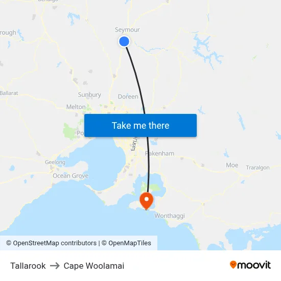 Tallarook to Cape Woolamai map