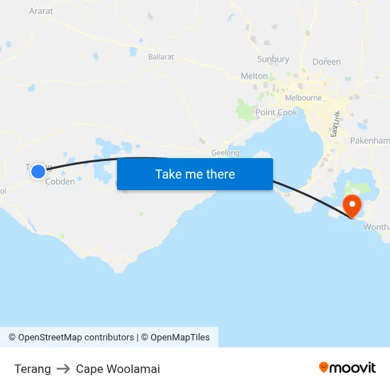Terang to Cape Woolamai map
