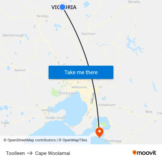Toolleen to Cape Woolamai map
