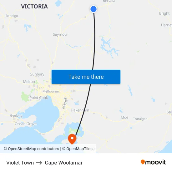 Violet Town to Cape Woolamai map