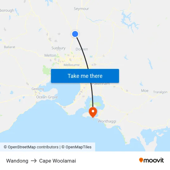 Wandong to Cape Woolamai map