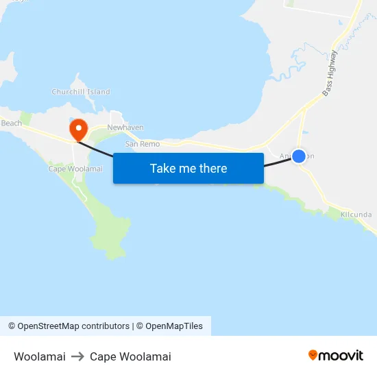Woolamai to Cape Woolamai map