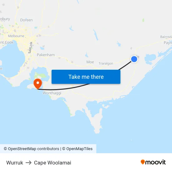 Wurruk to Cape Woolamai map