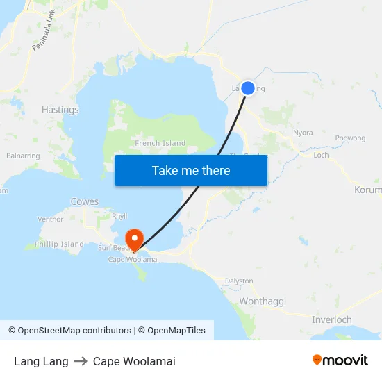 Lang Lang to Cape Woolamai map