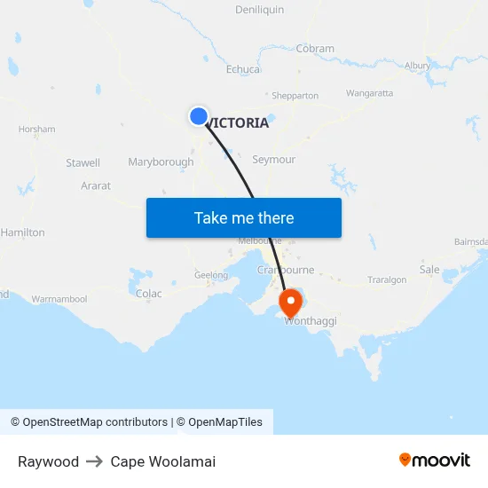 Raywood to Cape Woolamai map