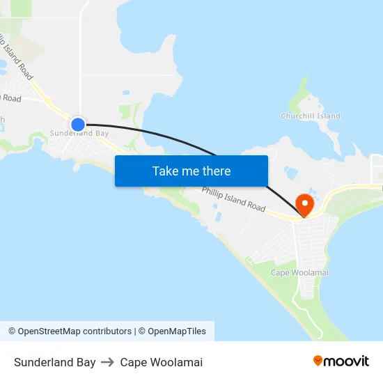 Sunderland Bay to Cape Woolamai map
