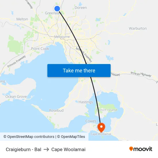 Craigieburn - Bal to Cape Woolamai map