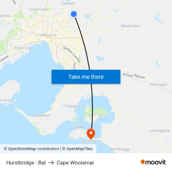 Hurstbridge - Bal to Cape Woolamai map