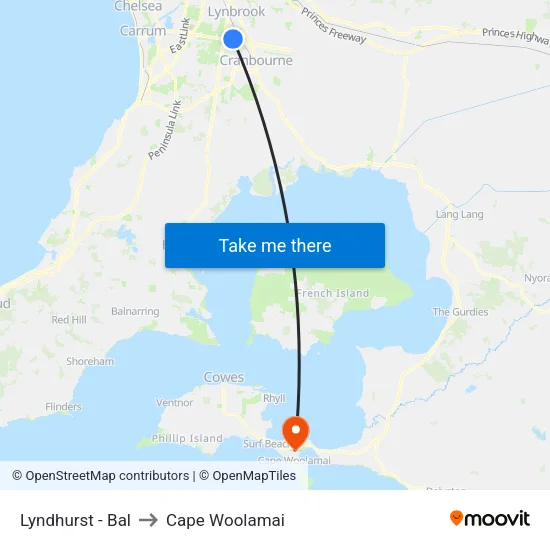 Lyndhurst - Bal to Cape Woolamai map