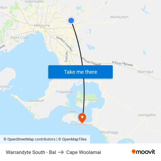 Warrandyte South - Bal to Cape Woolamai map