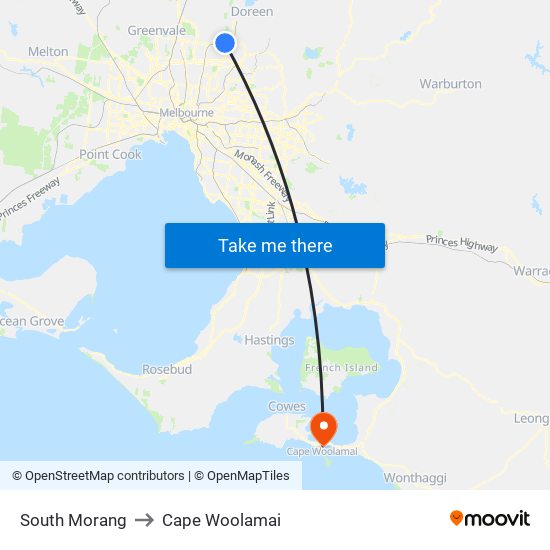 South Morang to Cape Woolamai map