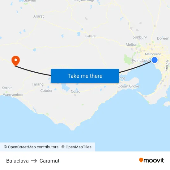 Balaclava to Caramut map