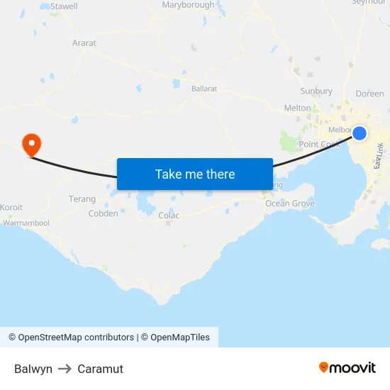 Balwyn to Caramut map