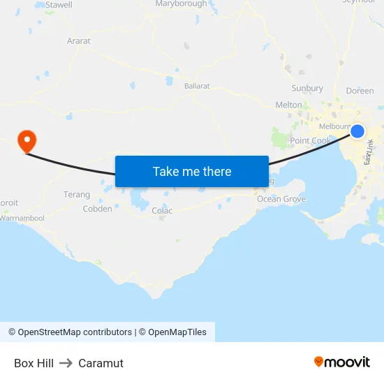 Box Hill to Caramut map