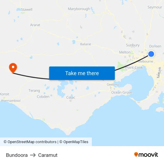 Bundoora to Caramut map