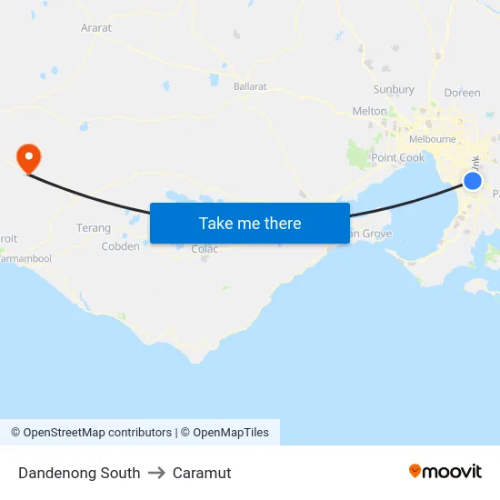 Dandenong South to Caramut map