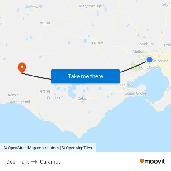 Deer Park to Caramut map