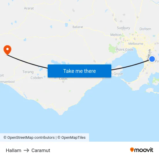Hallam to Caramut map