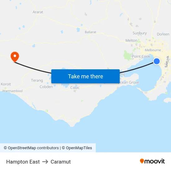 Hampton East to Caramut map