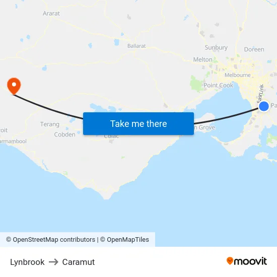Lynbrook to Caramut map