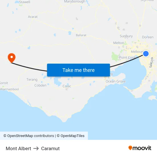 Mont Albert to Caramut map