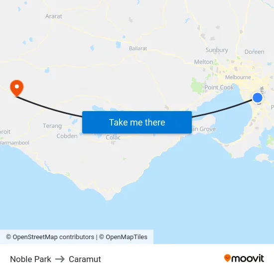 Noble Park to Caramut map