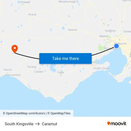 South Kingsville to Caramut map