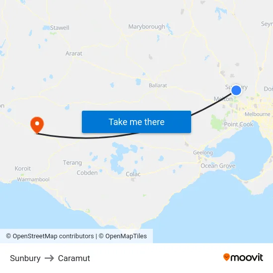 Sunbury to Caramut map