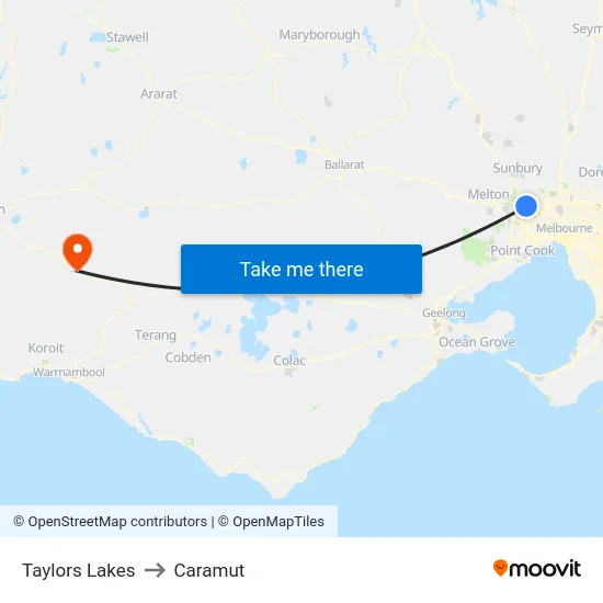 Taylors Lakes to Caramut map