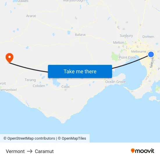 Vermont to Caramut map
