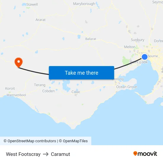 West Footscray to Caramut map