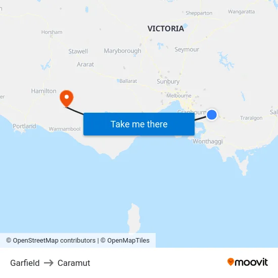 Garfield to Caramut map