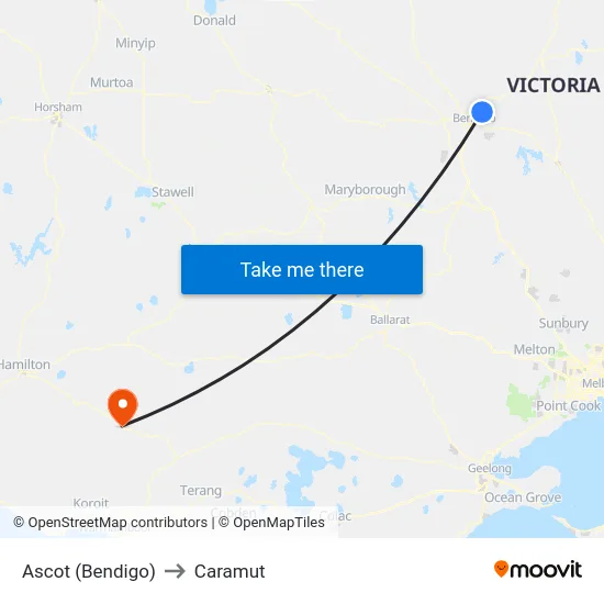 Ascot (Bendigo) to Caramut map