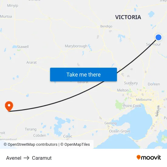 Avenel to Caramut map