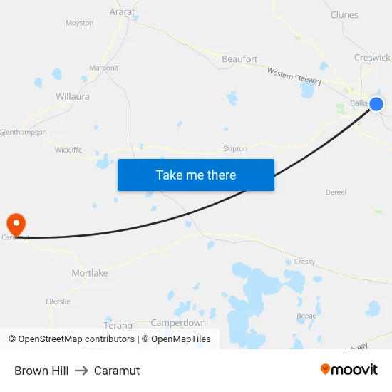 Brown Hill to Caramut map