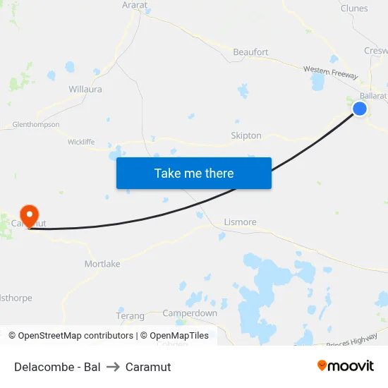 Delacombe - Bal to Caramut map
