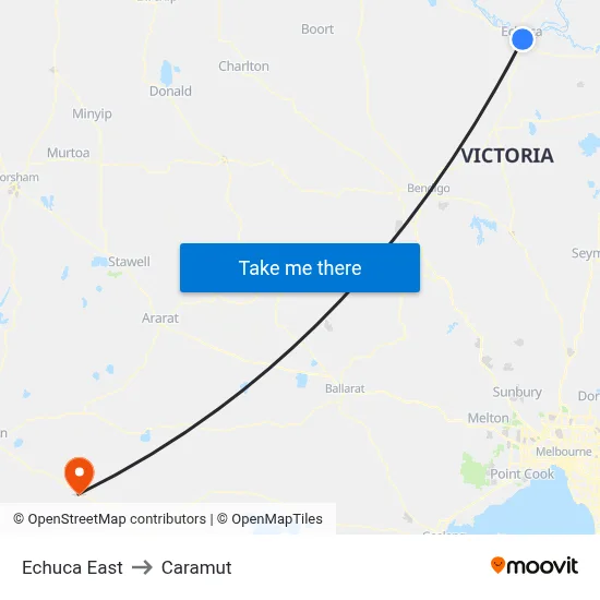 Echuca East to Caramut map