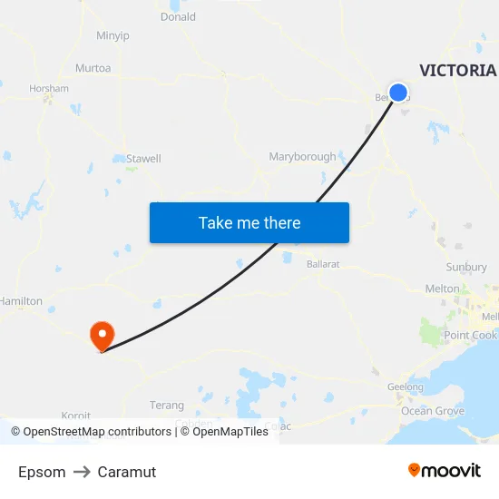 Epsom to Caramut map