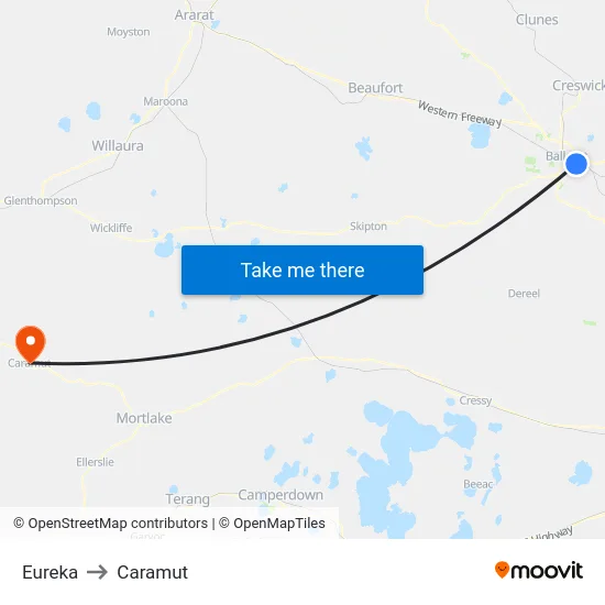 Eureka to Caramut map