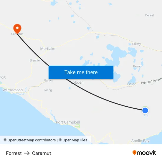 Forrest to Caramut map