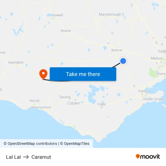 Lal Lal to Caramut map