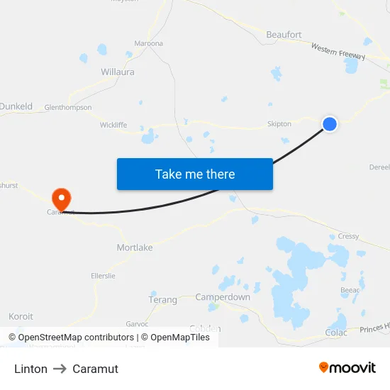 Linton to Caramut map