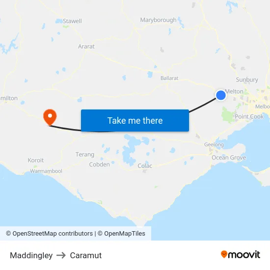 Maddingley to Caramut map