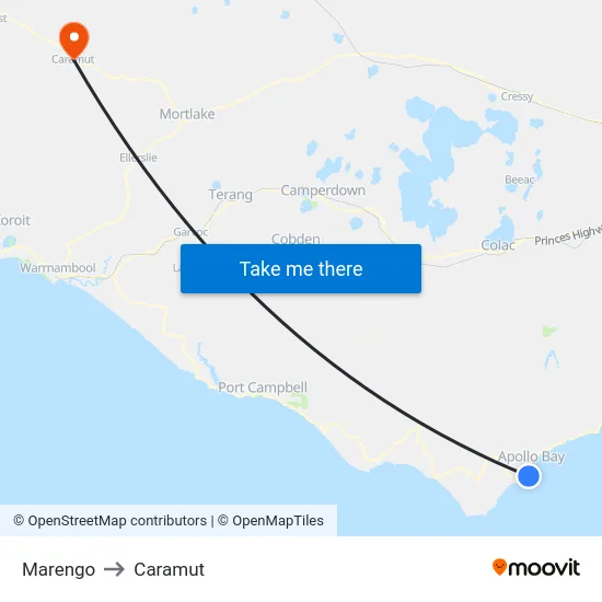 Marengo to Caramut map