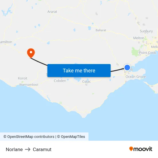 Norlane to Caramut map