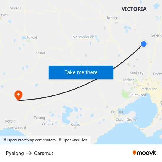 Pyalong to Caramut map